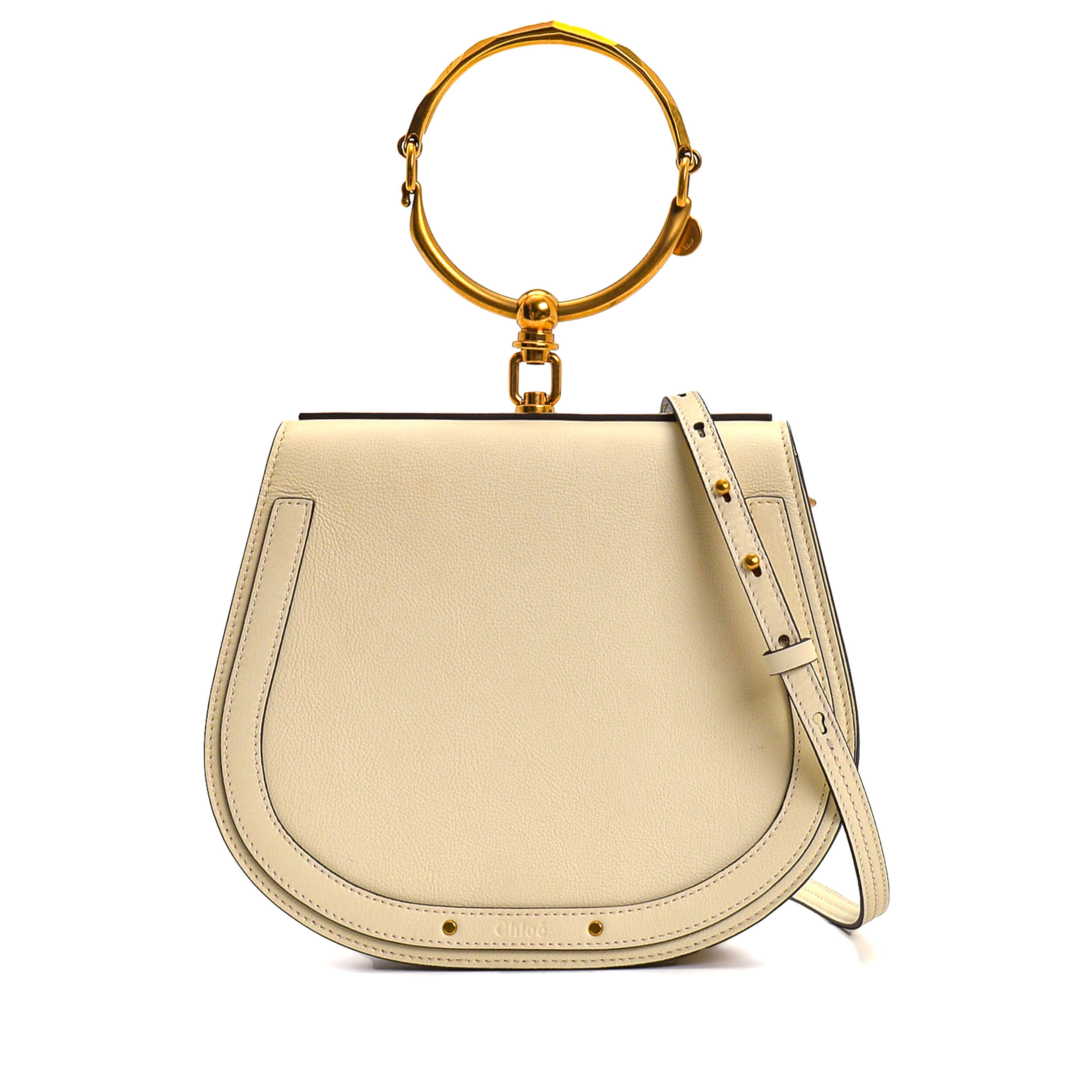 Chloe - Off White Leather Nile Bracelet Medium Bag